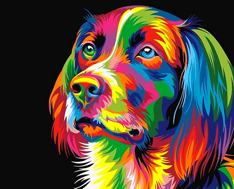 Paint by Numbers Kit Abstract Dog - Just Paint by Number
