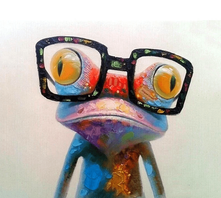 Cute Colorful Glasses Frog Painting By Number Kit - Just Paint by Number