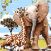 Paint by Numbers Kit Kids Elephant and Giraffe - Just Paint by Number