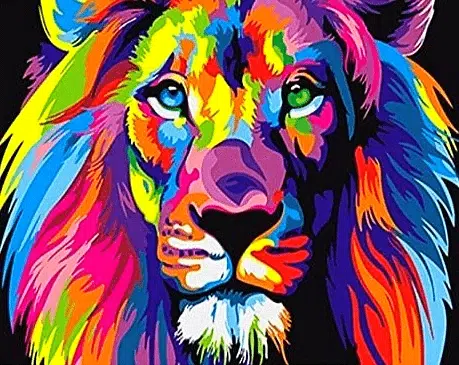 Paint by Numbers Kit Colorful Lion - Just Paint by Number