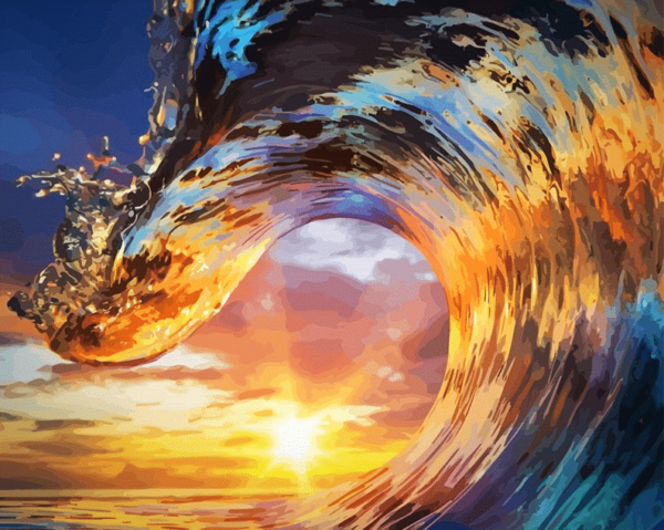 Paint by Numbers Kit Sunrise Waves Scenery