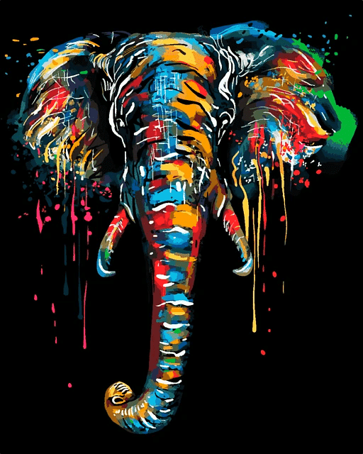 Abstract Elephant Paint By Numbers Kit - Just Paint by Number