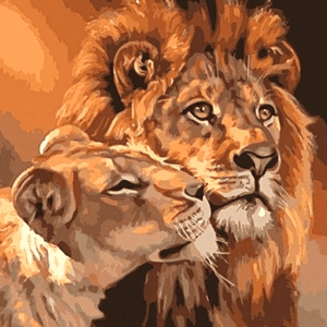 Lions together Paint By Number Kit - Just Paint by Number