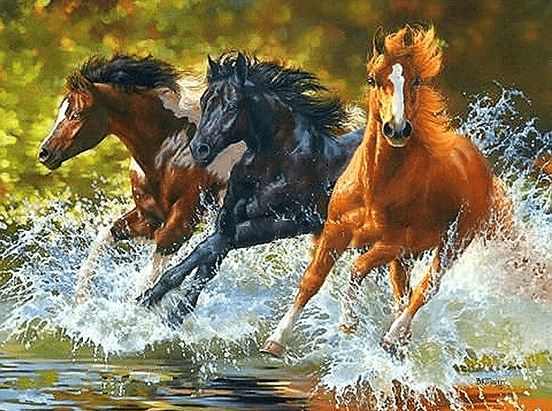 Paint by Numbers Kit Horses Running - Just Paint by Number