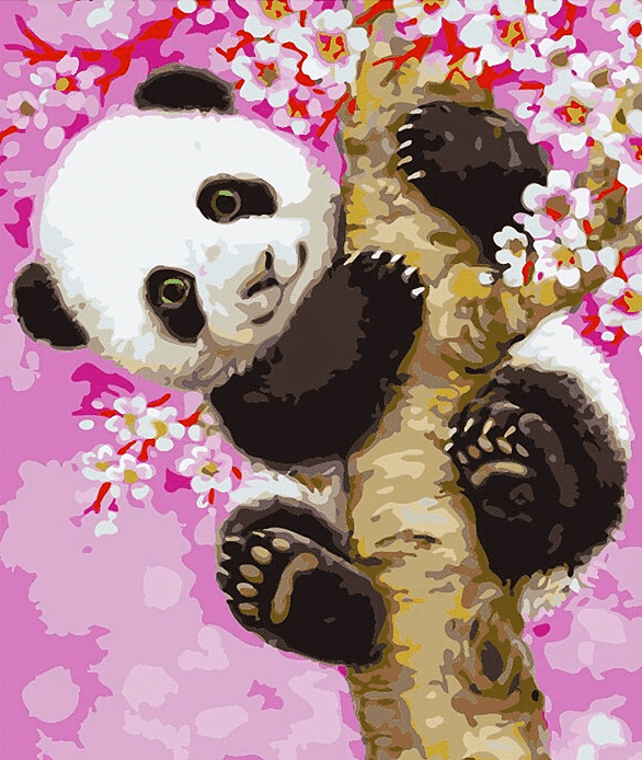 Paint By Number Kit Kids Cherry Panda - Just Paint by Number