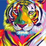 Colorful Abstract Tiger Paint By Number Kit - Just Paint by Number