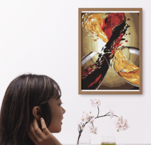 Photo of abstract wine glass hanging on the wall 