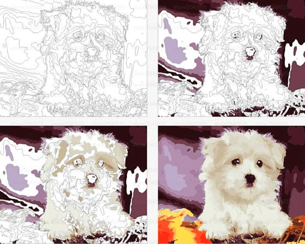 Paint by Number Kit White Cute Dog - Just Paint by Number