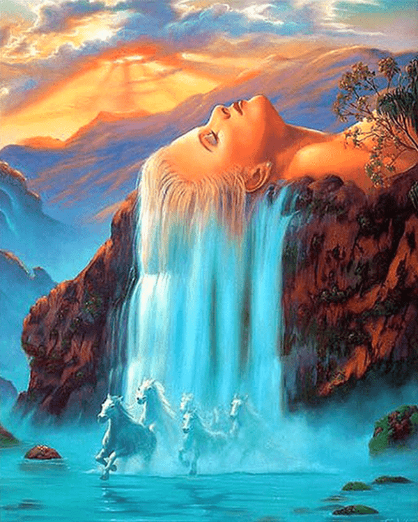 Paint By Number Kit Abstract Woman Waterfall - Just Paint by Number
