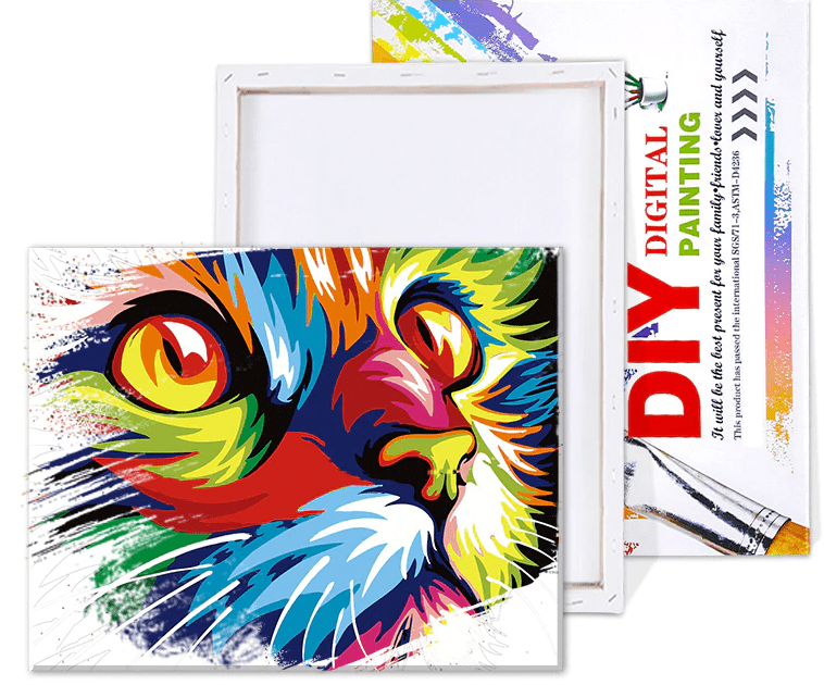  Paint by Numbers, Cats Paint by Numbers for Adults Beginner,  DIY Abstract Multicolored Neon Portrait of Three Curious Cats Paint by  Number with 3 Brushes and Acrylic Pigment, 16x20 Inches (Frameless) 