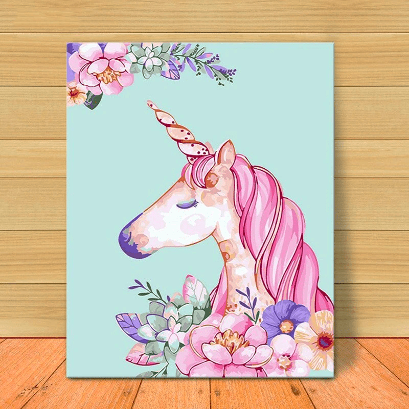 Photo of a Children Unicorn-Paint by Numbers Kit canvas painting