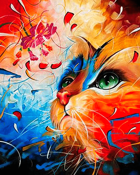 Paint by Numbers Kit Abstract Cat - Just Paint by Number