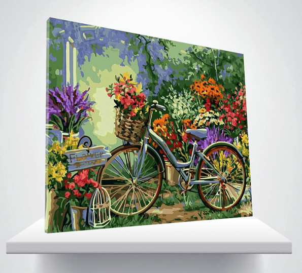 Floral Bicycle Paint by Numbers Kit | Just Paint by Number