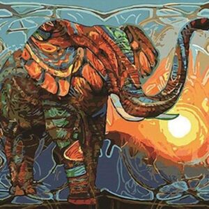 Vintage Abstract Elephant Paint by Numbers Kit - Just Paint by Number