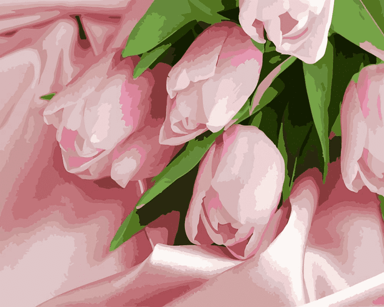 painting of pink tulips