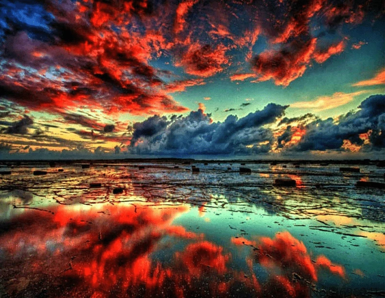 Paint By Number Landscape Cloudy Red - Just Paint by Number