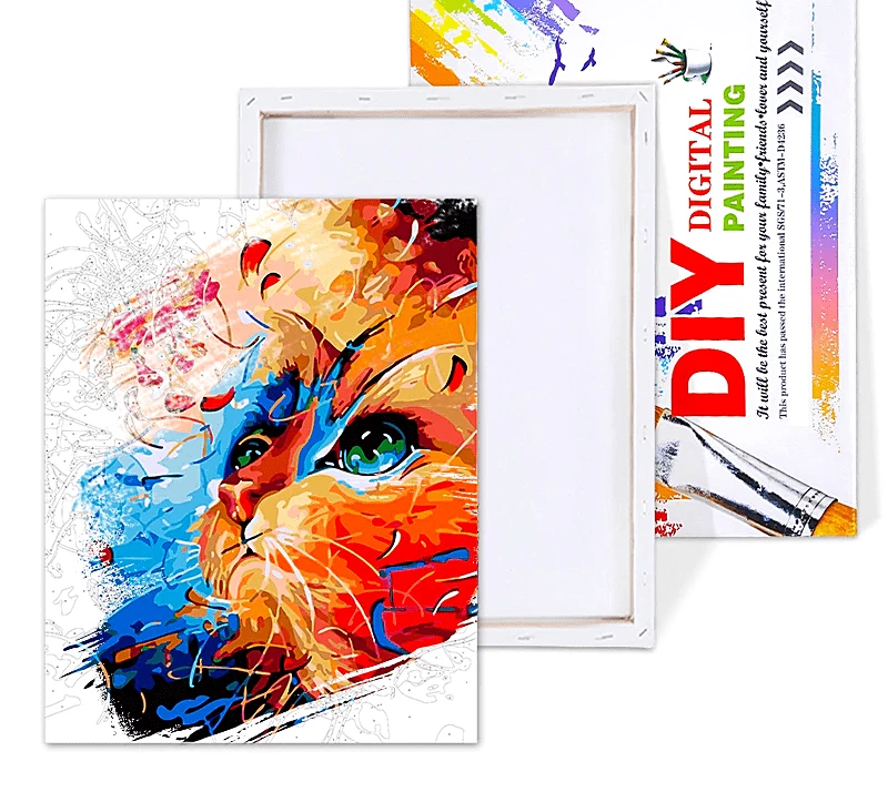 Paint by Numbers Kit Abstract Cat - Just Paint by Number