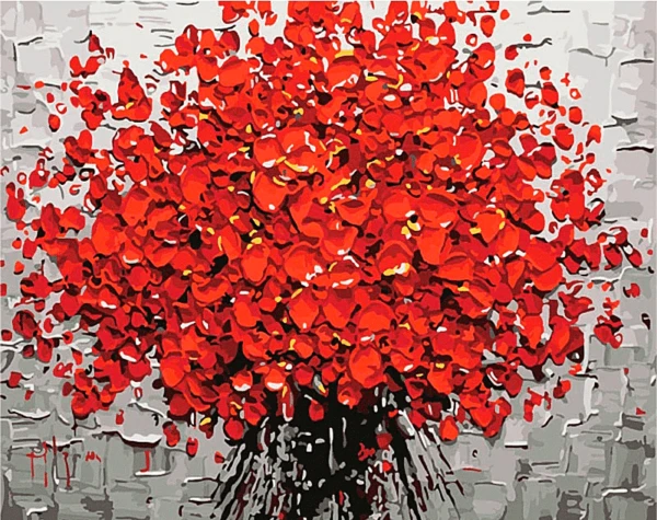 Paint by Numbers Kit Red Fire Flowers