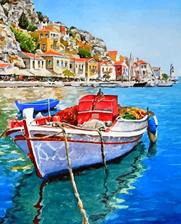 Paint by Numbers Kit Boat by The Sea Scenery