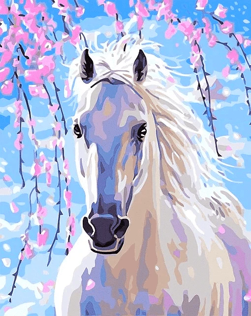 Paint by Numbers Kit White Horse - Just Paint by Number