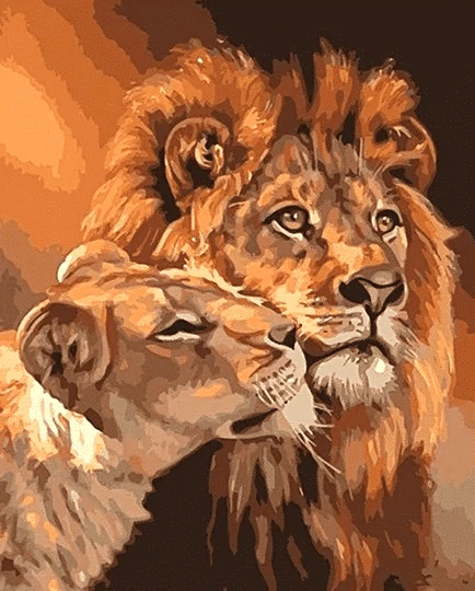 Lions together Paint By Number Kit - Just Paint by Number