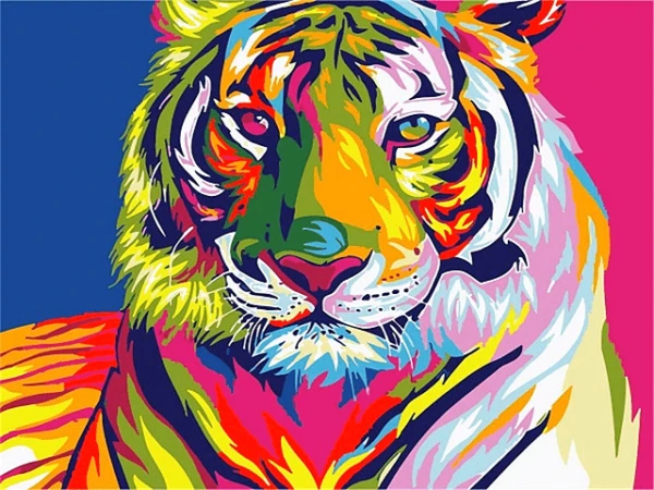 Colorful Abstract Tiger Paint By Number Kit - Just Paint by Number