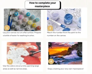 4 step instructions on how to paint by number