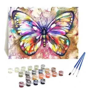 Photo of a colorful butterfly paint by number set