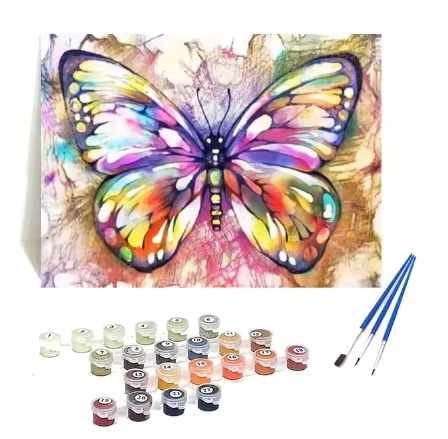 Photo of a colorful butterfly paint by number set