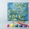 An easel with Van Gogh Flower Apricot paint by number canvas on it