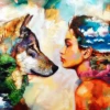 Paint by Numbers Kit Woman & Wolf - Just Paint by Number
