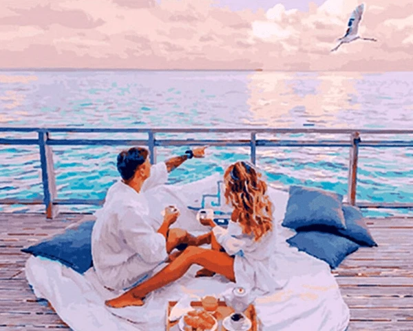 Paint by Numbers Seaside Couple Scenery