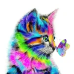 Paint By Numbers Kit Cat Butterfly - Just Paint by Number