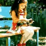 Cute Girl and Cat Paint by Numbers Kit - Just Paint by Number