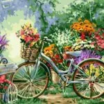 A photo of Bicycle and Flowers - Paint By Numbers Kit