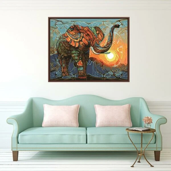 Vintage Abstract Elephant Paint by Numbers Kit - Just Paint by Number