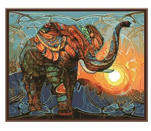 Vintage Abstract Elephant Paint by Numbers Kit - Just Paint by Number
