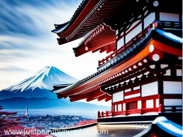 Diamond Painting Kit - Mount Fuji and Pagoda Themed Portrait