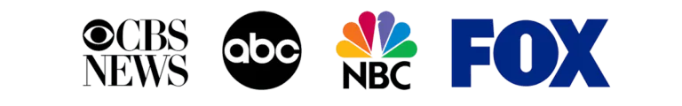 Logo of CBS News, ABC, NBC, and Fox