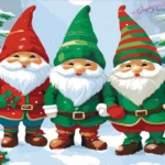 Painting of Holiday gnomes