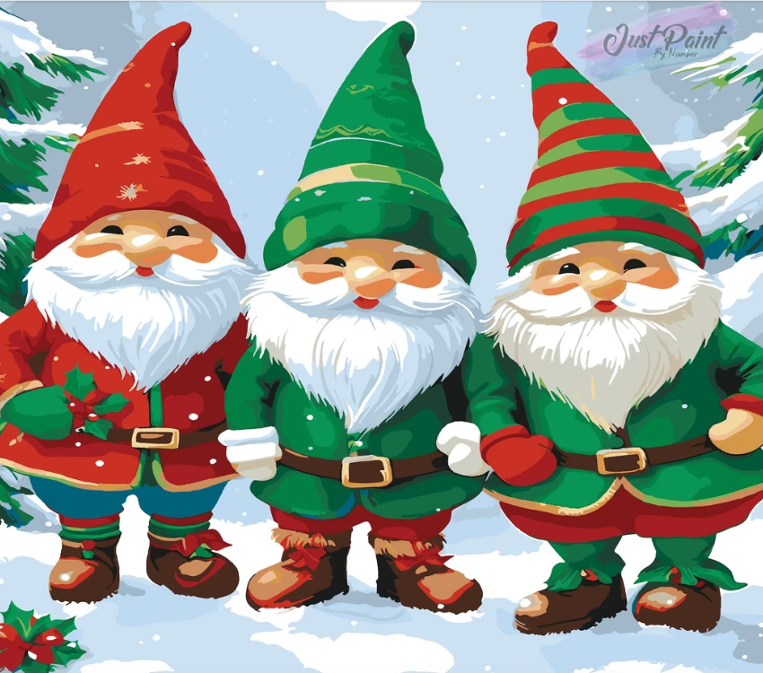 Painting of Holiday gnomes