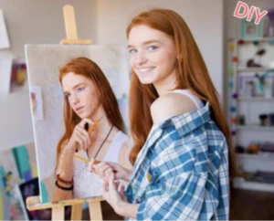 Photo of girl painting a DIY paint by number